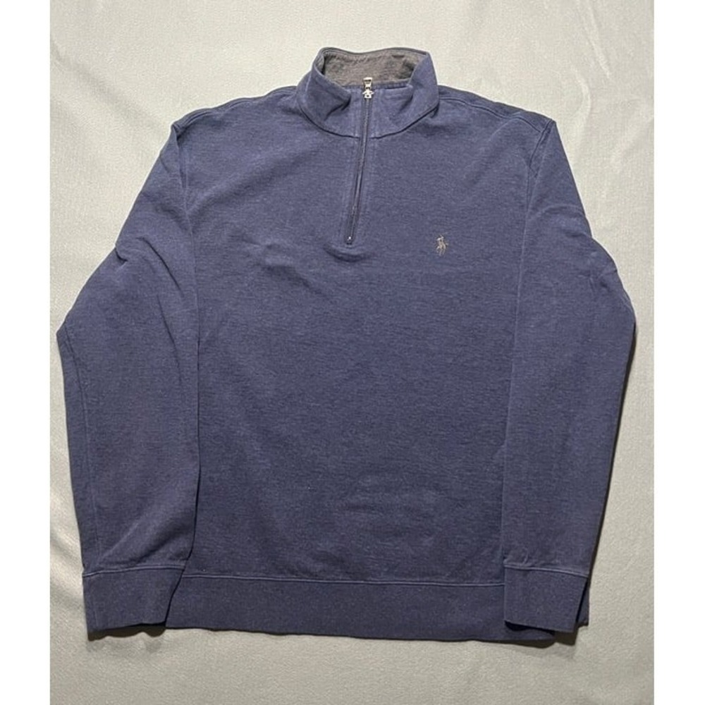 Polo Ralph Lauren Men's Large Blue Heather Quarter Zip Pullover Pony Logo